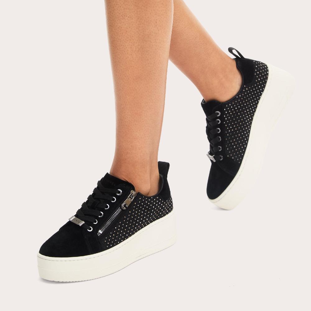 Carvela CONNECTED ZIP HOTSOX Black Suede Crystal Trainer By CARVELA