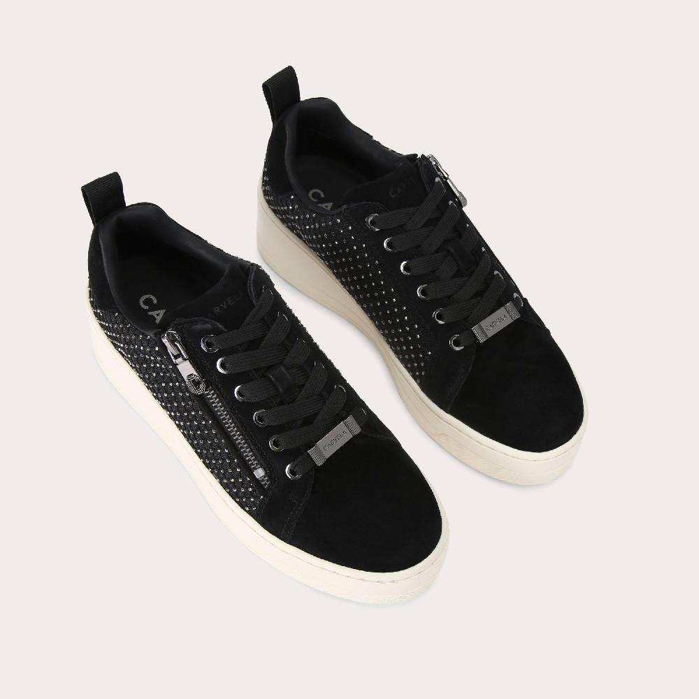 Carvela CONNECTED ZIP HOTSOX Black Suede Crystal Trainer By CARVELA