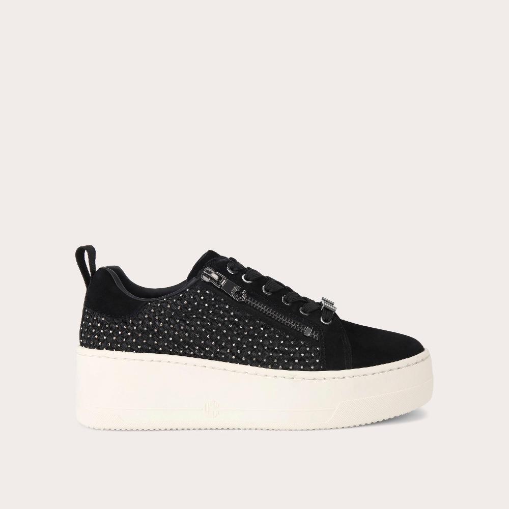 carvela CONNECTED ZIP HOTSOX Black Suede Crystal Trainer by CARVELA