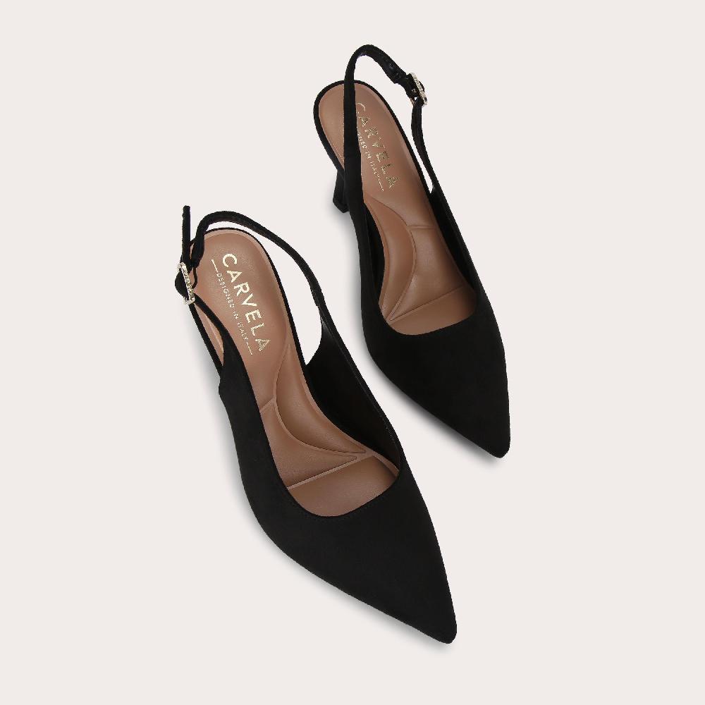Carvela CORLETTA SLING COURT Black Microsuede Heel By CARVELA