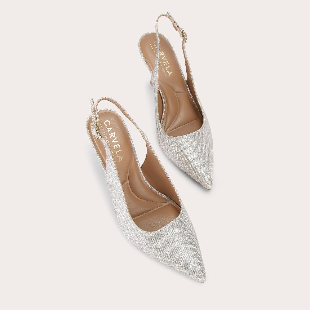 Carvela CORLETTA SLING COURT Fabric Champagne Slingback Heel By CARVELA