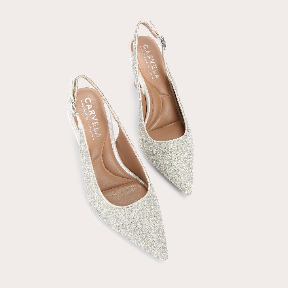 Carvela CORLETTA SLING COURT White Crystal Pearl Court Heel By CARVELA