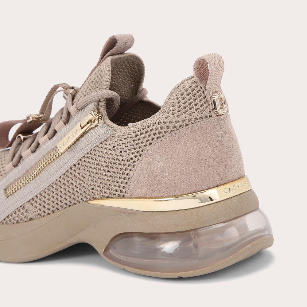 Carvela COSMIC BUBBLE SNEAKER Taupe Fabric Trainers By CARVELA