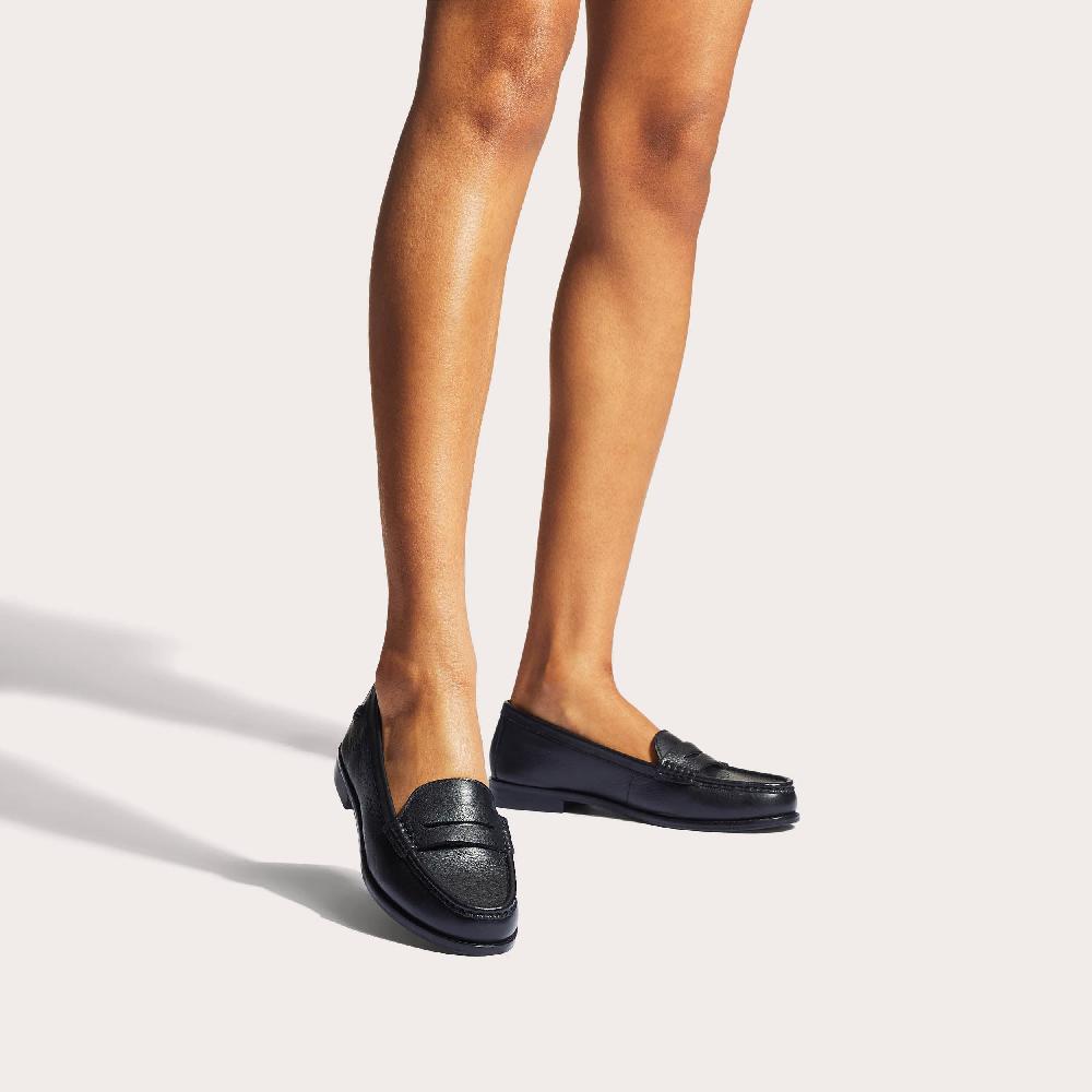 Carvela CRACKLE Black Textured Leather Loafers By CARVELA COMFORT