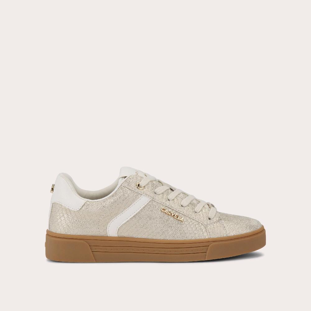 carvela DAZE GUM Metallic Gold Snake Printed Trainer by CARVELA