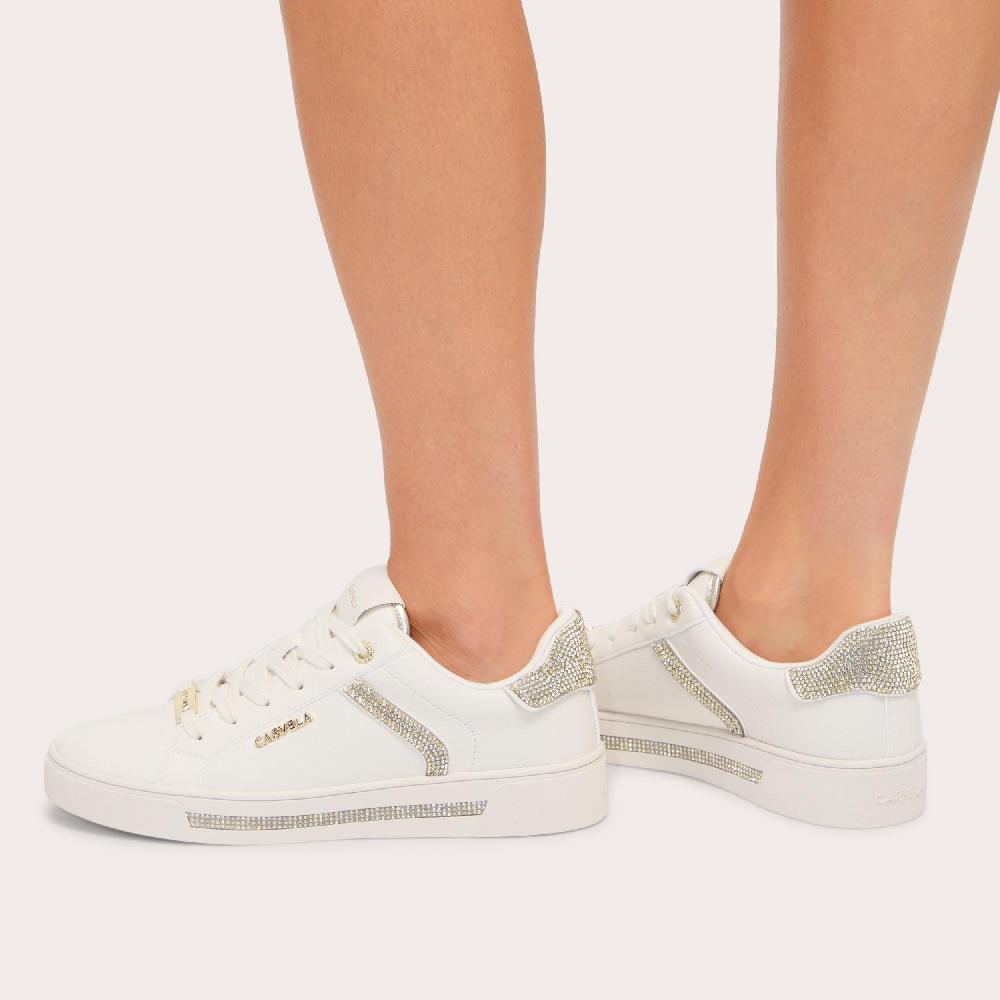 Carvela DAZE JEWEL Gold Crystal Lace Up Trainer By CARVELA