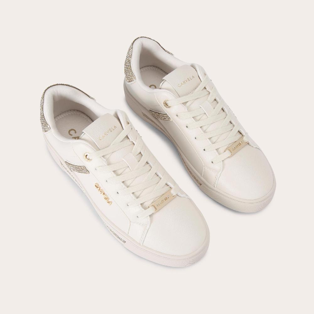 Carvela DAZE JEWEL Gold Crystal Lace Up Trainer By CARVELA