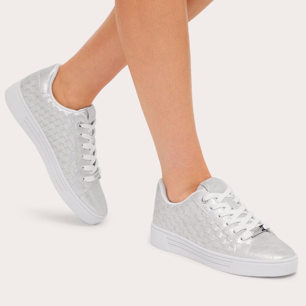 Carvela DAZE WEAVE Silver Metallic Woven Trainer By CARVELA