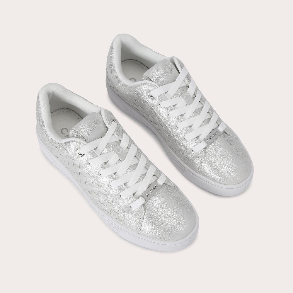 Carvela DAZE WEAVE Silver Metallic Woven Trainer By CARVELA