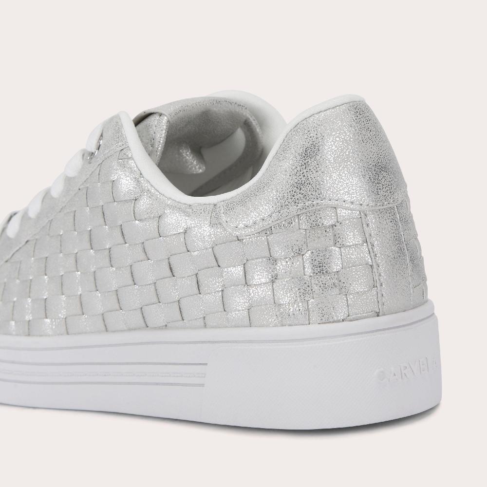 Carvela DAZE WEAVE Silver Metallic Woven Trainer By CARVELA