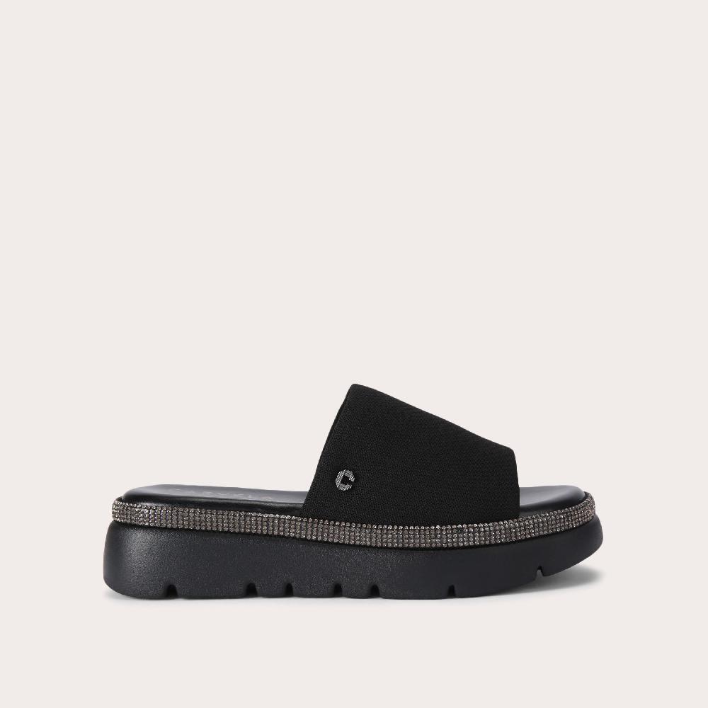 carvela DAZZLE FLATFORM Black Crystal Flatform Sandal by CARVELA COMFORT