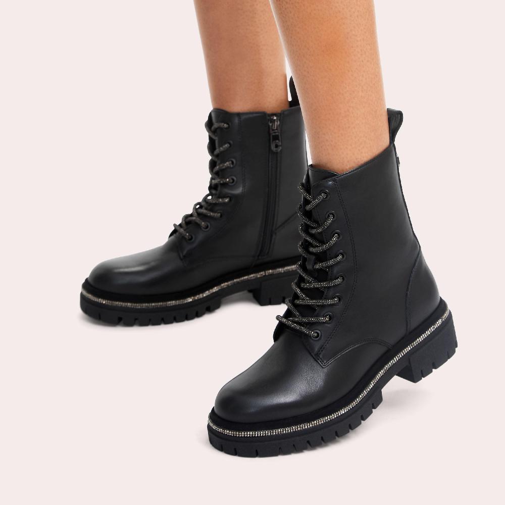 Carvela DAZZLE LACE UP Black Leather Glitter Laces By CARVELA