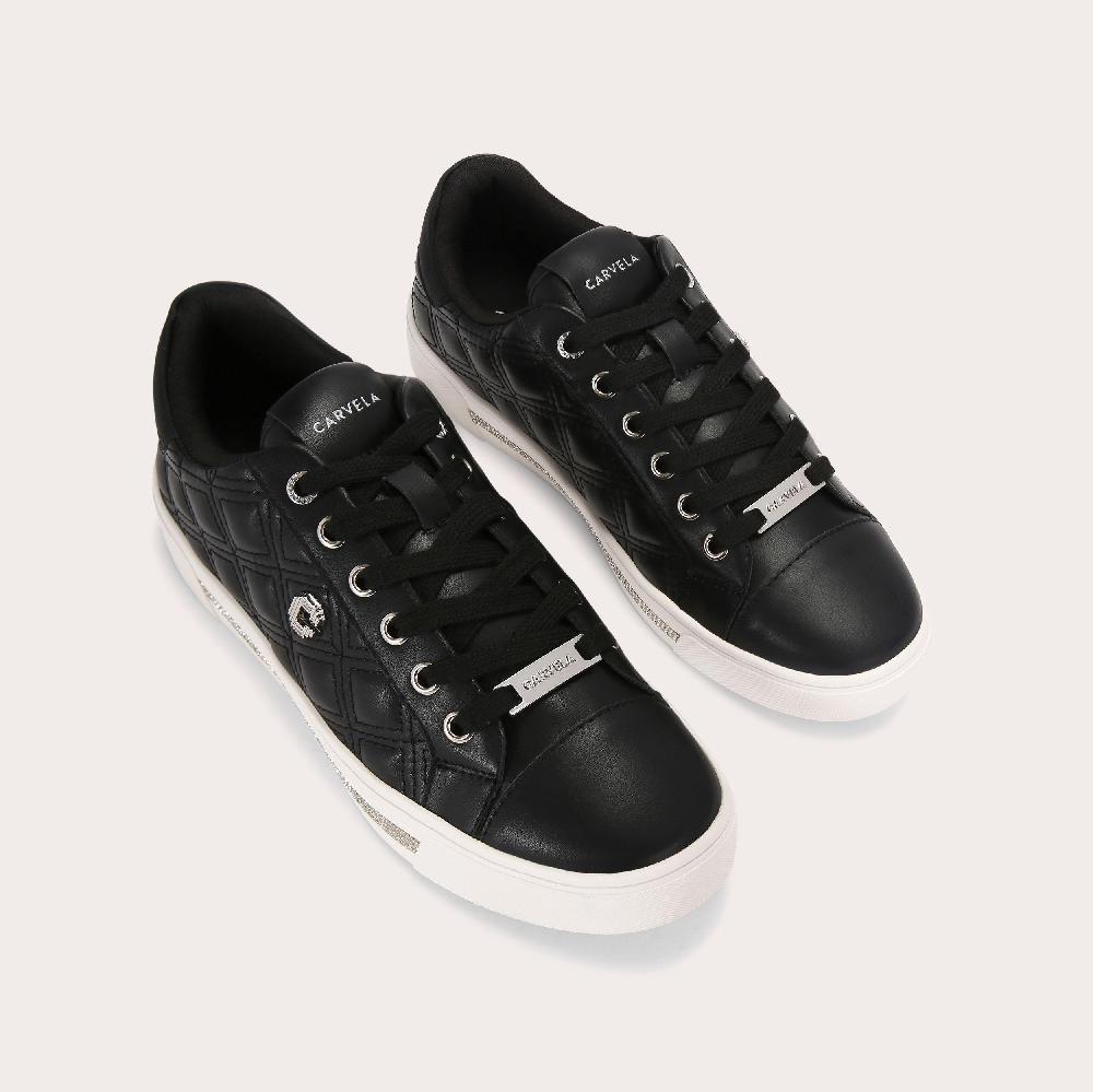 Carvela DIAMOND QUILT Black Lace Up Trainer By CARVELA
