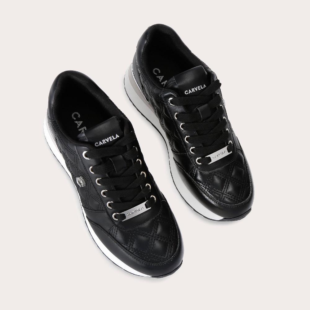 Carvela DIAMOND QUILT RUNNER Black Quilted Trainer By CARVELA