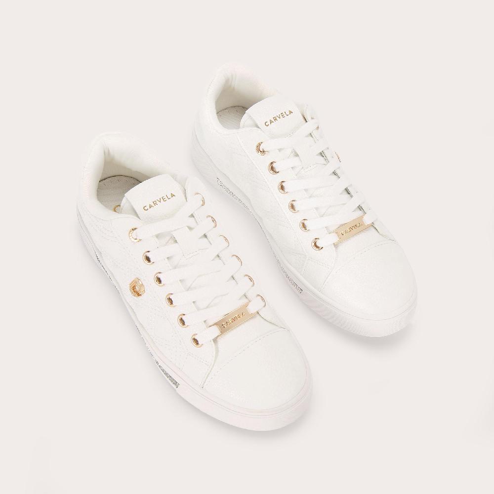 Carvela DIAMOND QUILT White Quilted Trainers By CARVELA