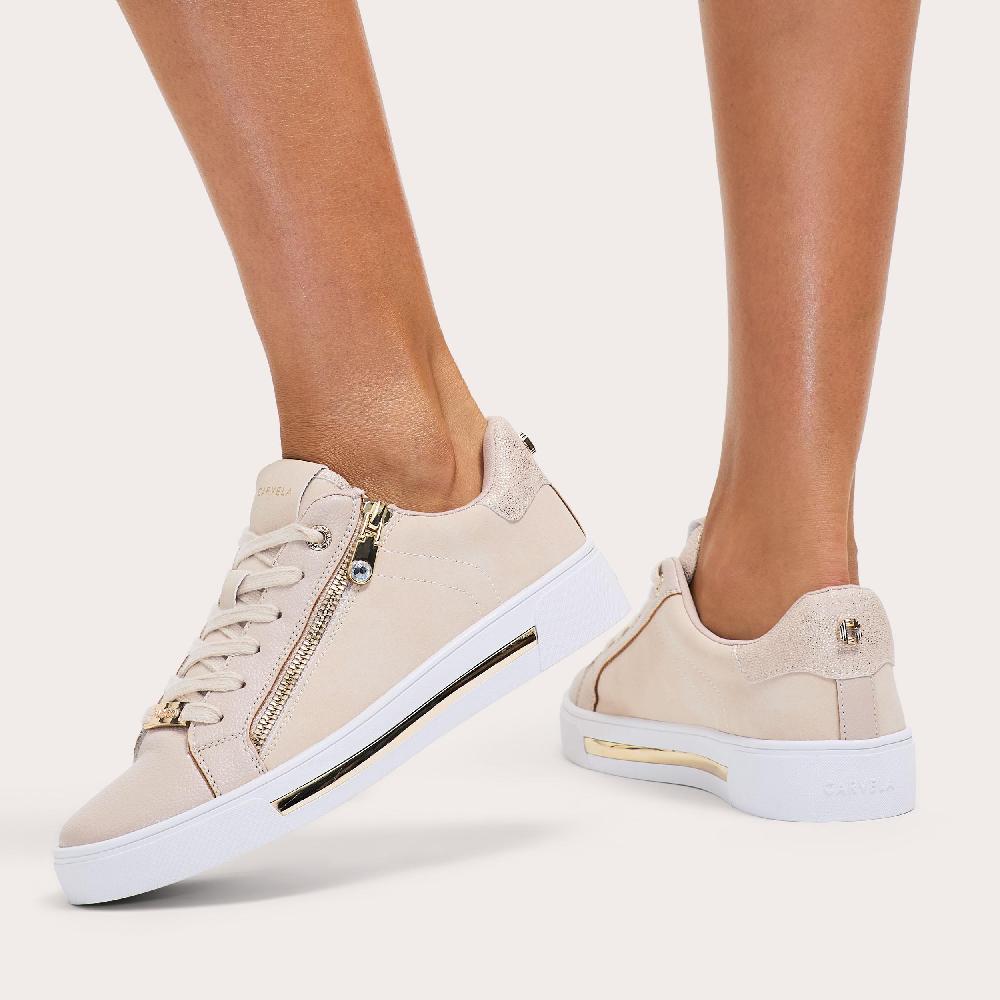 Carvela DIAMOND ZIP Beige Zip Up Trainer By CARVELA