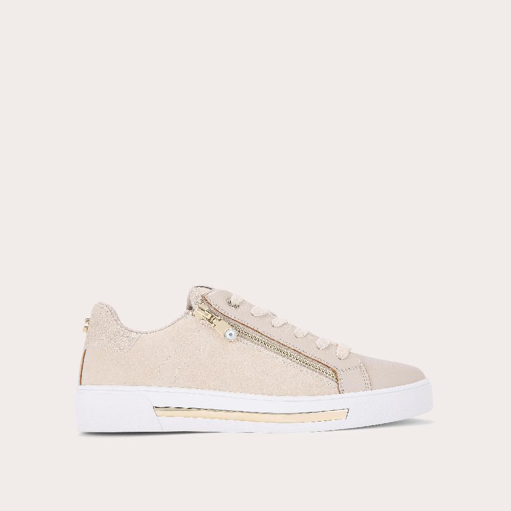 carvela DIAMOND ZIP Beige Zip Up Trainer by CARVELA