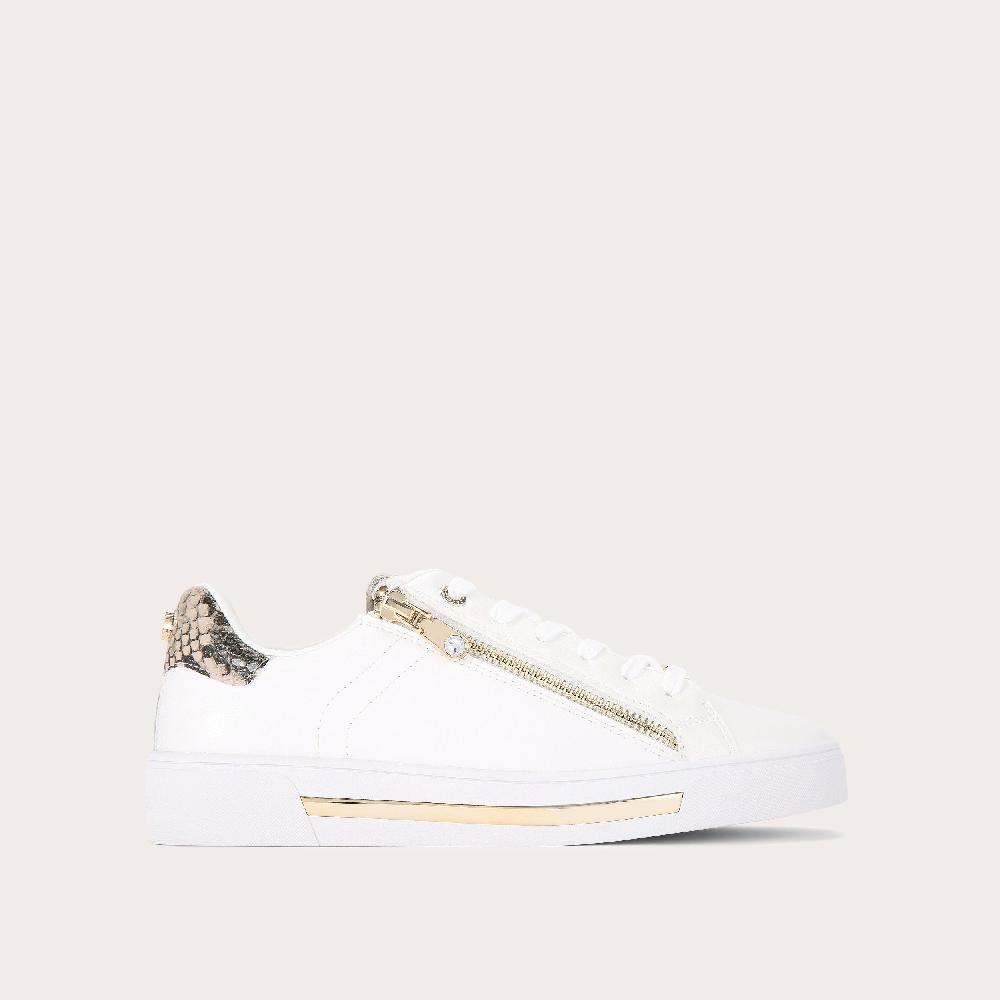carvela DIAMOND ZIP White Snake Zip Up Trainer by CARVELA