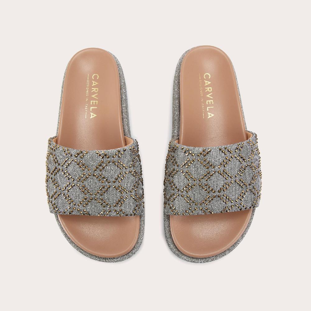 Carvela ESTELLA FLATFORM Metallic Gold Fabric Flatform Heel By CARVELA