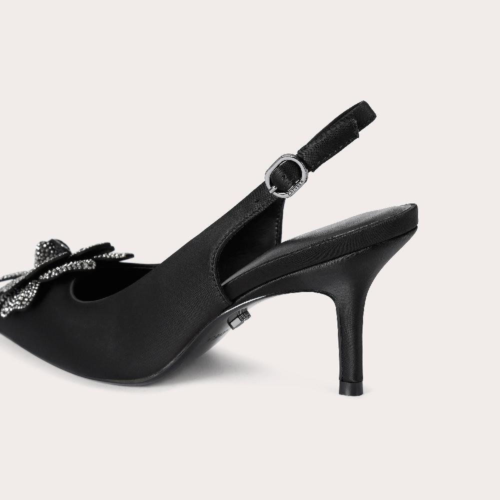 Carvela FIORE SLING Black Satin Fabric Slingback Heels By CARVELA
