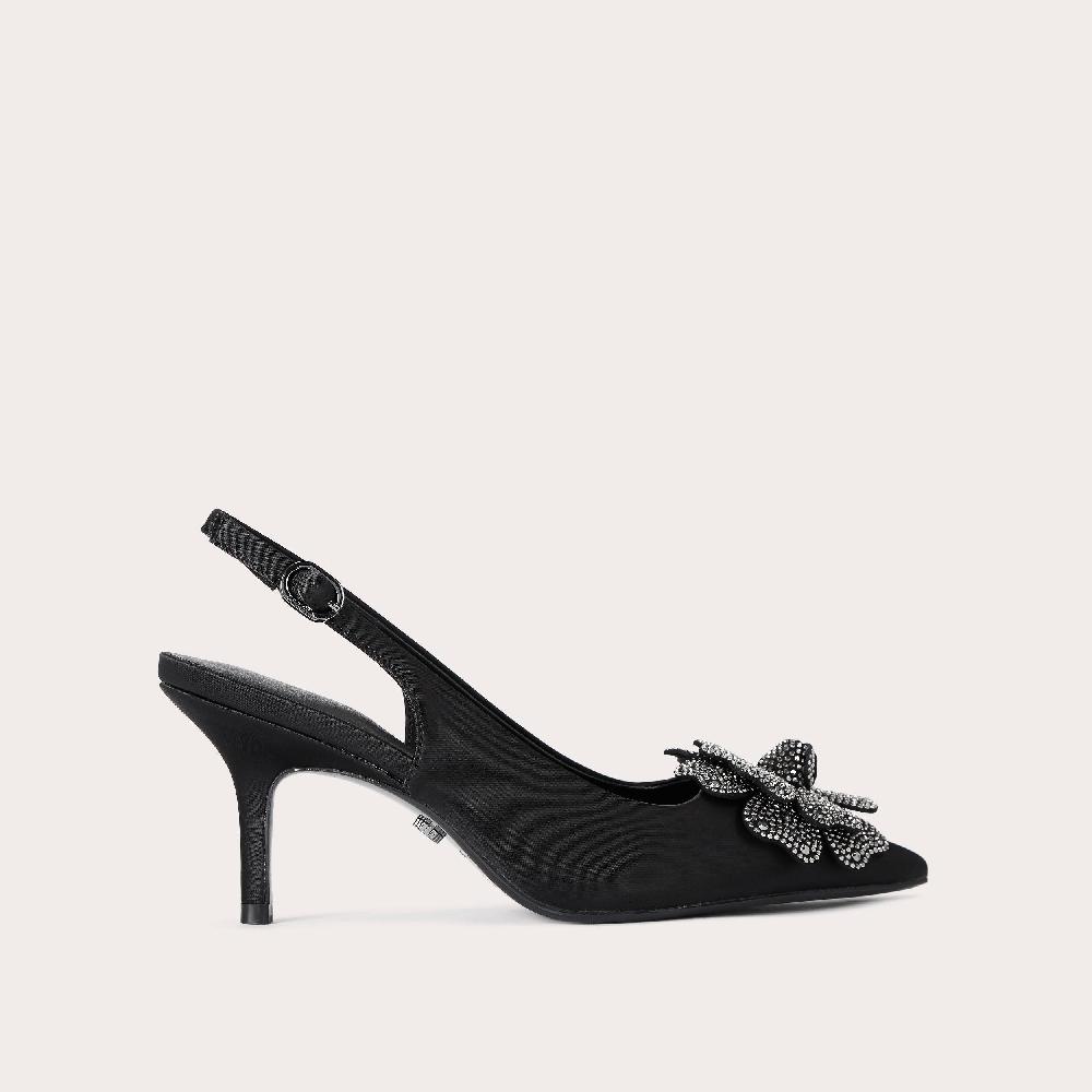 carvela FIORE SLING Black Satin Fabric Slingback Heels by CARVELA