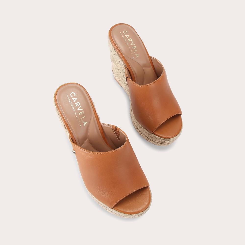 Carvela FIORELLA WEDGE Tan Leather Wedge Heel By CARVELA COMFORT