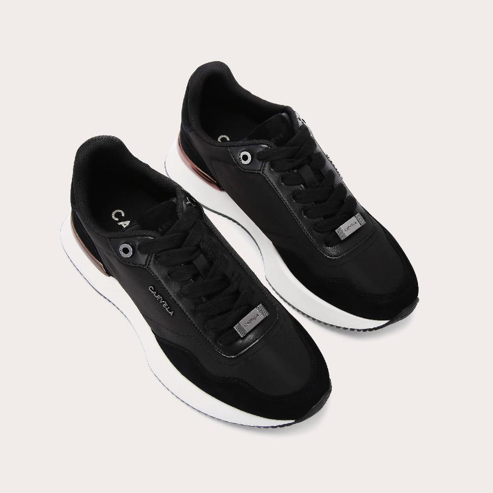 Carvela FLARE Black Leather Nylon Trainers By CARVELA
