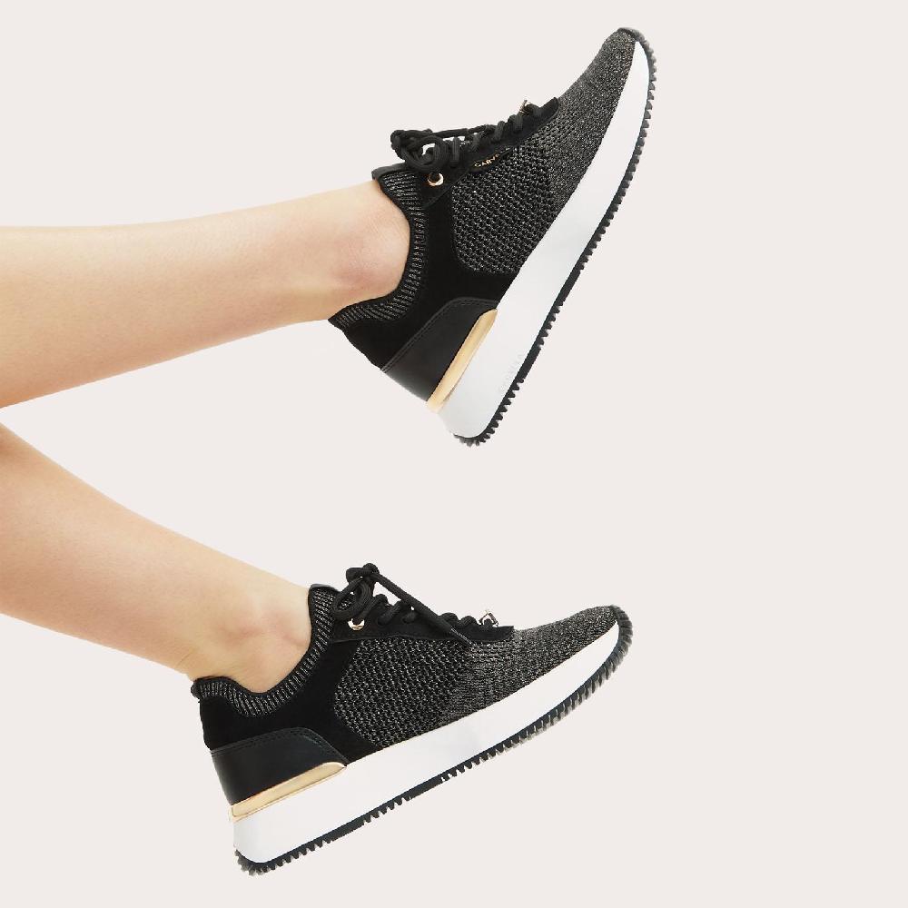 Carvela FLARE KNIT Black Glitter Fabric Trainers By CARVELA