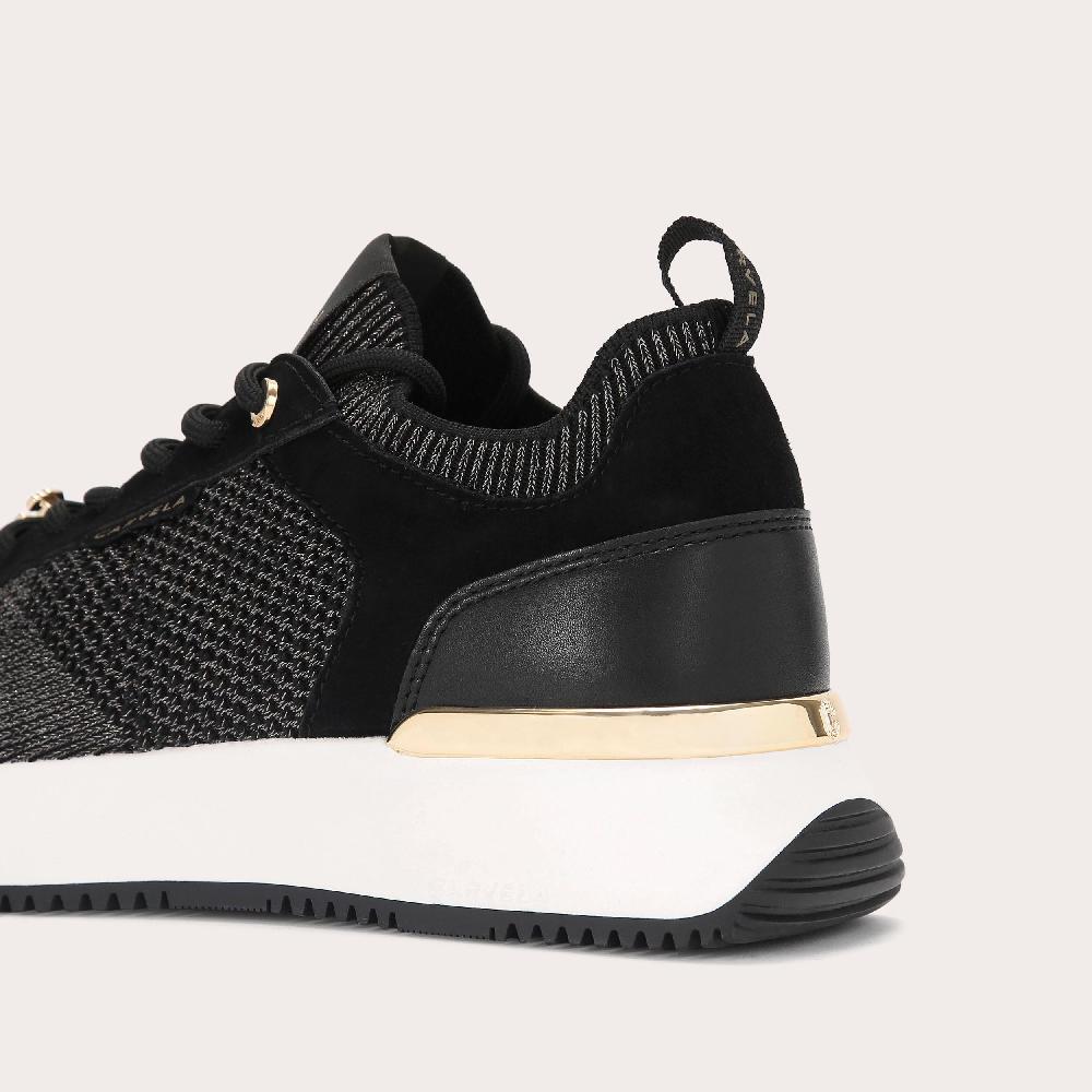 Carvela FLARE KNIT Black Glitter Fabric Trainers By CARVELA