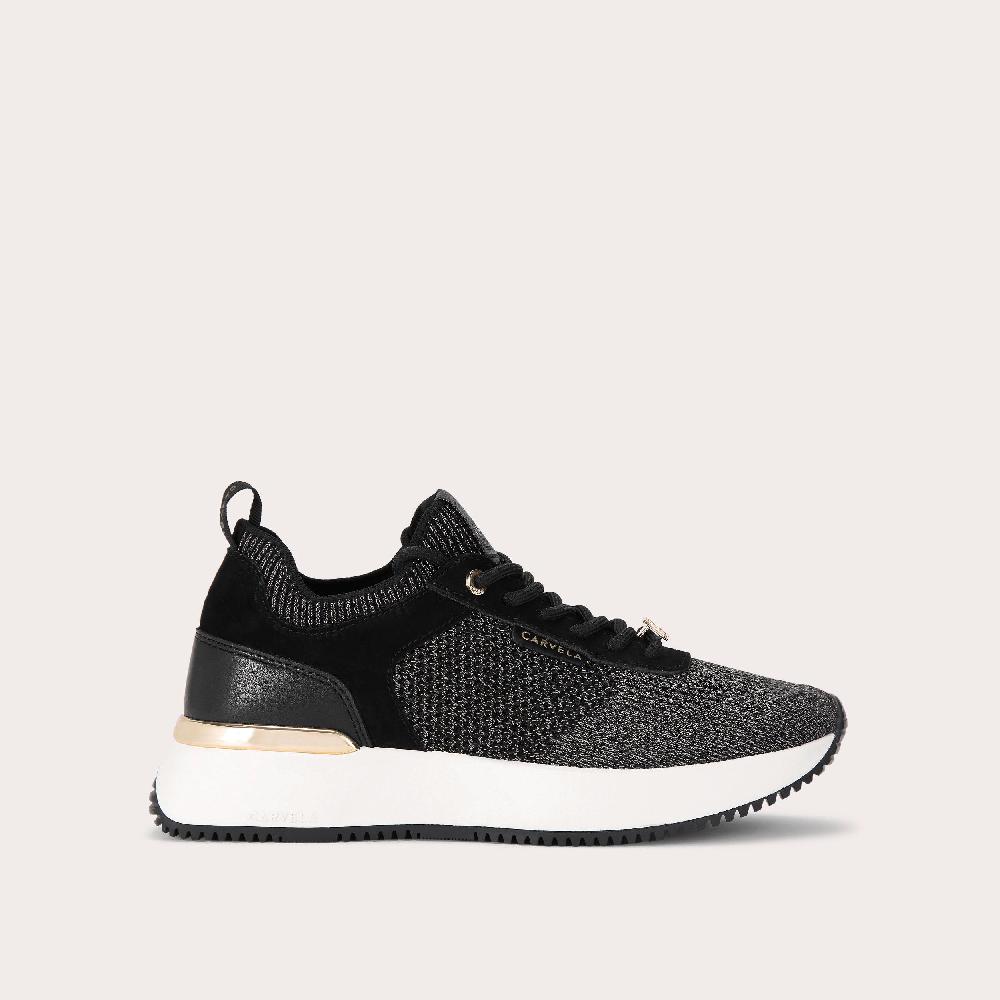 carvela FLARE KNIT Black Glitter Fabric Trainers by CARVELA