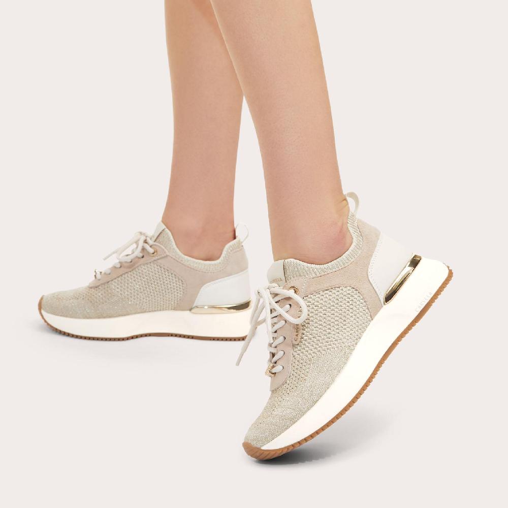 Carvela FLARE KNIT Gold Knitted Lace Up Trainer By CARVELA