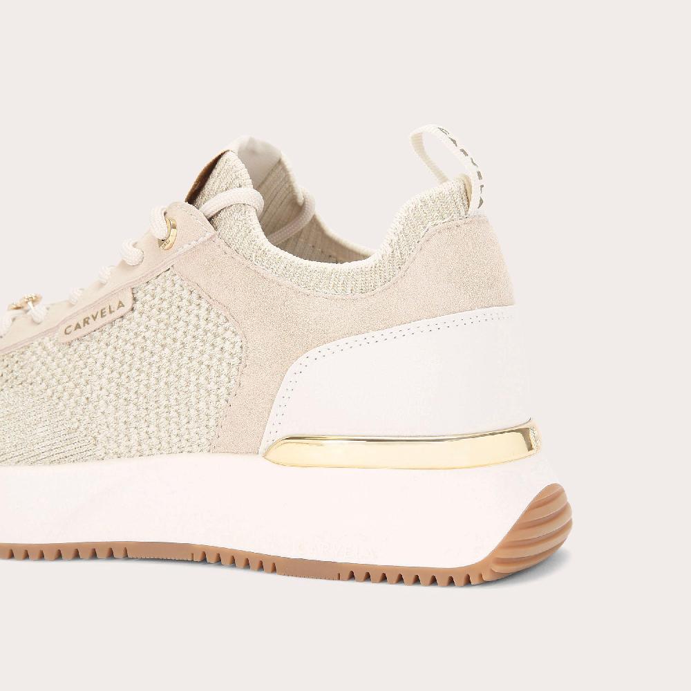 Carvela FLARE KNIT Gold Knitted Lace Up Trainer By CARVELA