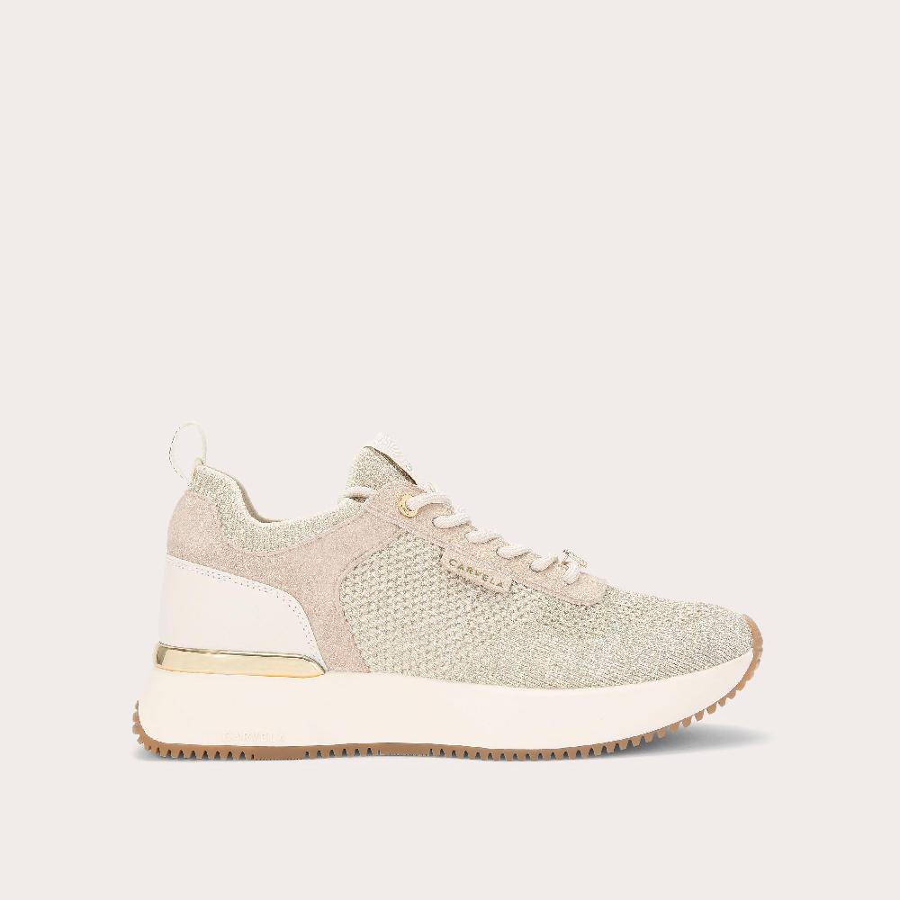 carvela FLARE KNIT Gold Knitted Lace Up Trainer by CARVELA