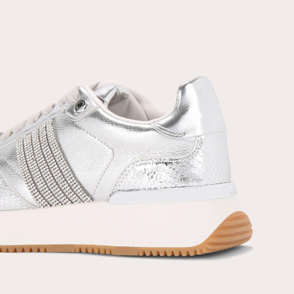 Carvela FLARE PAPARAZZI Silver Crystal Trainers By CARVELA