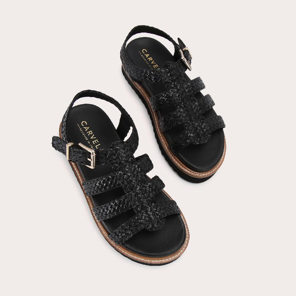 Carvela FORTUNA WEAVE SANDAL Black Woven Fisherman Sandal By CARVELA COMFORT