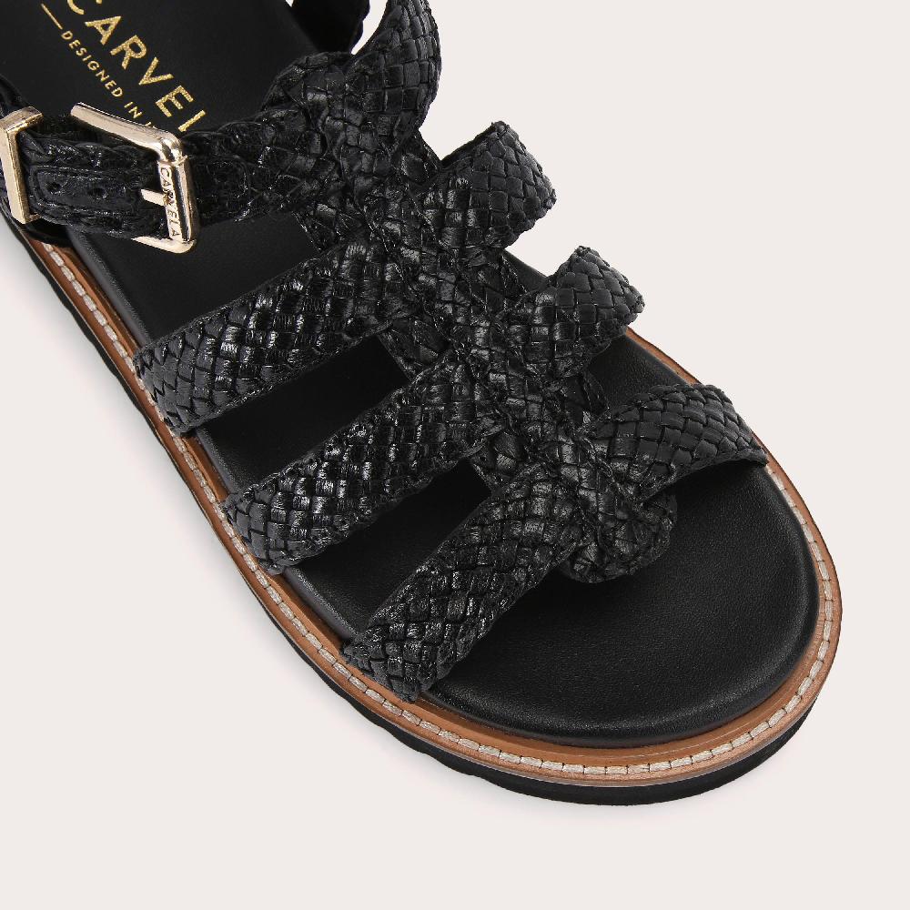 Carvela FORTUNA WEAVE SANDAL Black Woven Fisherman Sandal By CARVELA COMFORT
