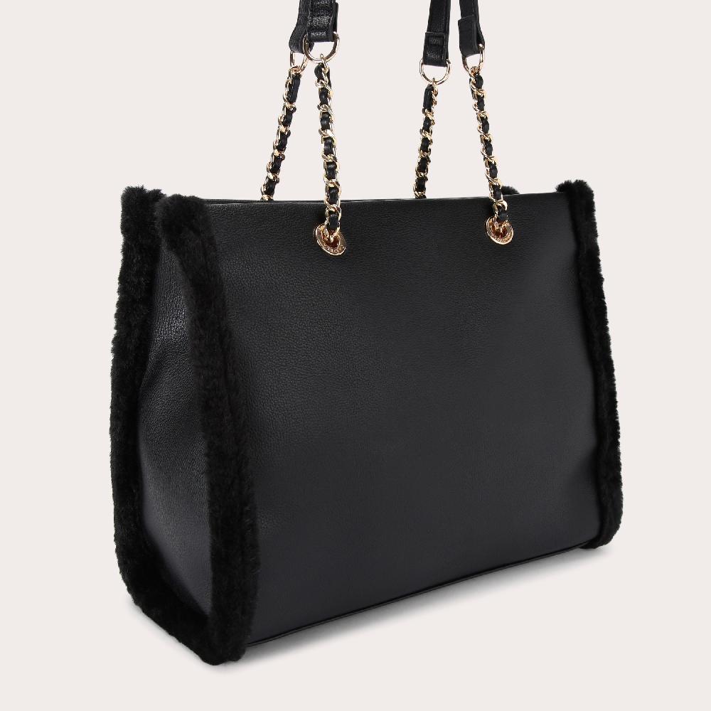 Carvela FRAME FUR TOTE Black Faux Fur Tote Bag By CARVELA