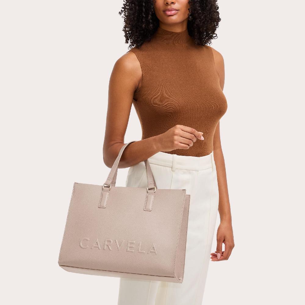 Carvela FRAME LARGE TOTE Taupe Textured Large Tote Bag By CARVELA