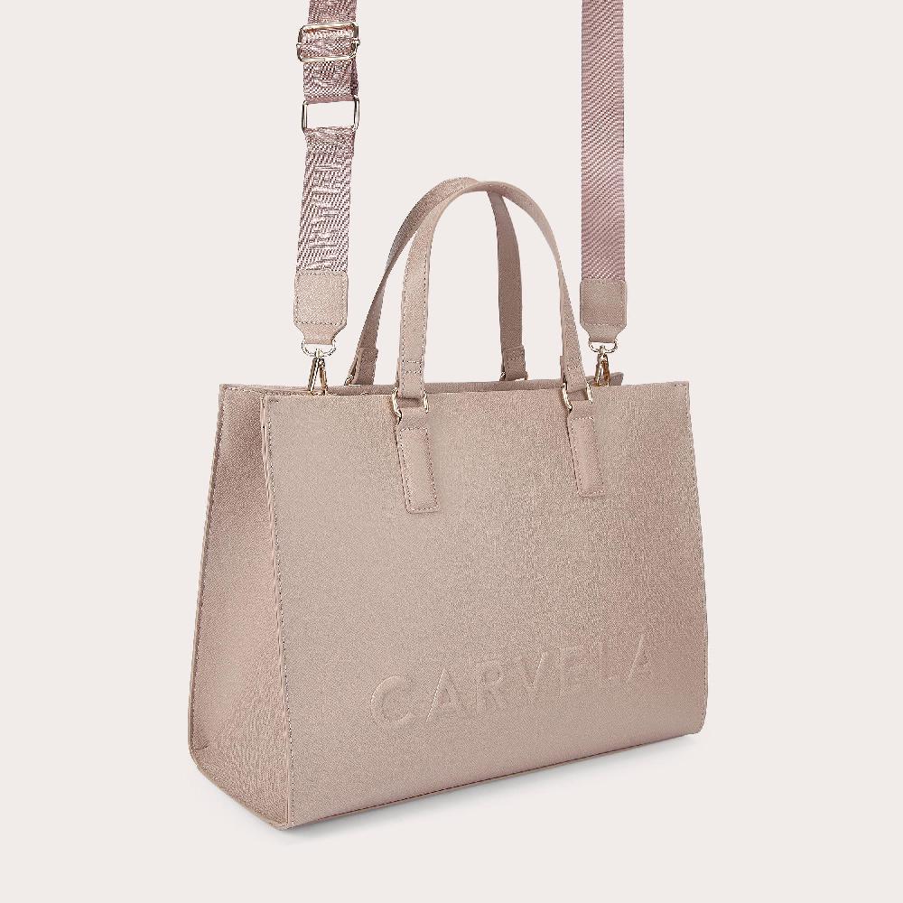 Carvela FRAME LARGE TOTE Taupe Textured Large Tote Bag By CARVELA