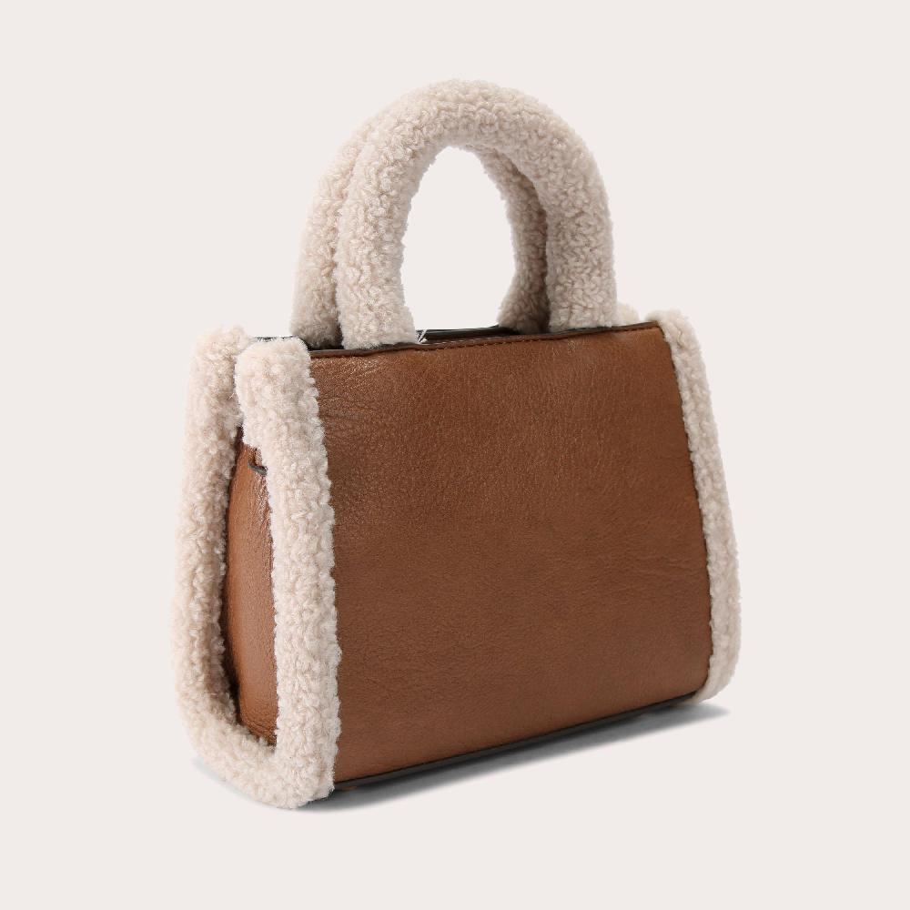 Carvela FRAME MICRO FUR Tan Faux Fur Tote Bag By CARVELA