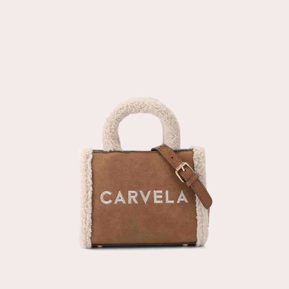 carvela FRAME MICRO FUR Tan Faux Fur Tote Bag by CARVELA