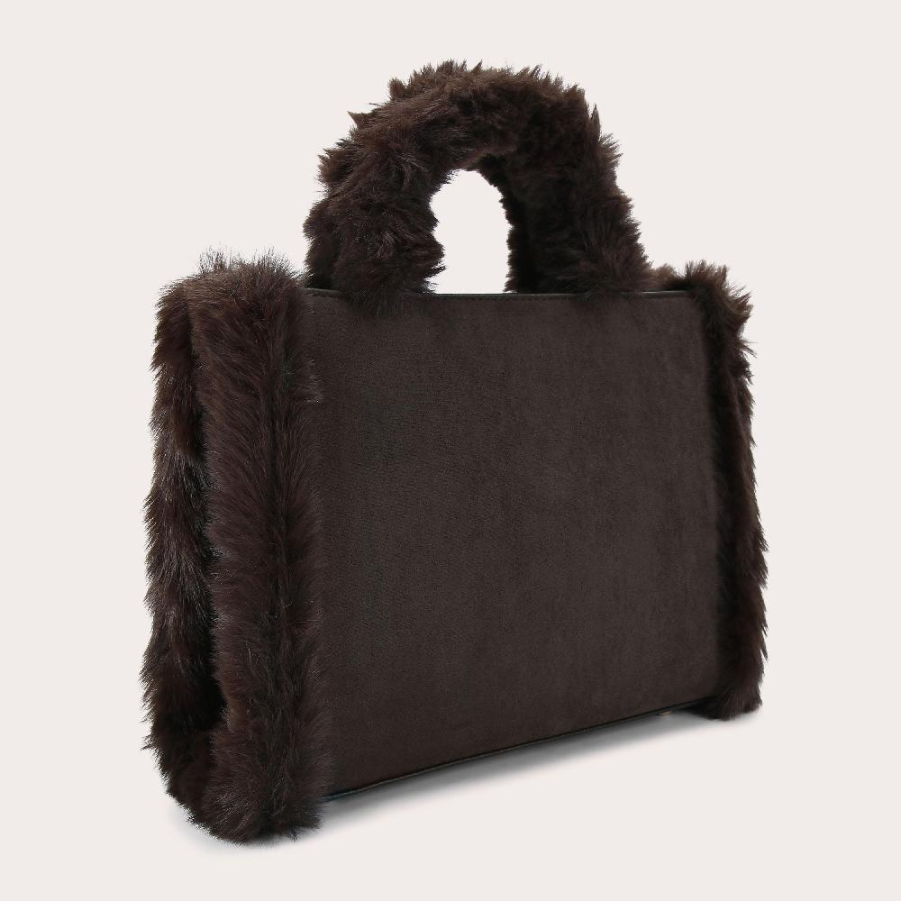 Carvela FRAME MIDI FUR Dark Brown Tote Bag By CARVELA