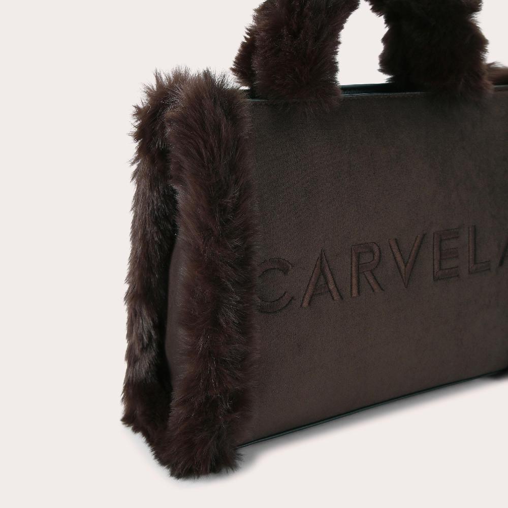 Carvela FRAME MIDI FUR Dark Brown Tote Bag By CARVELA