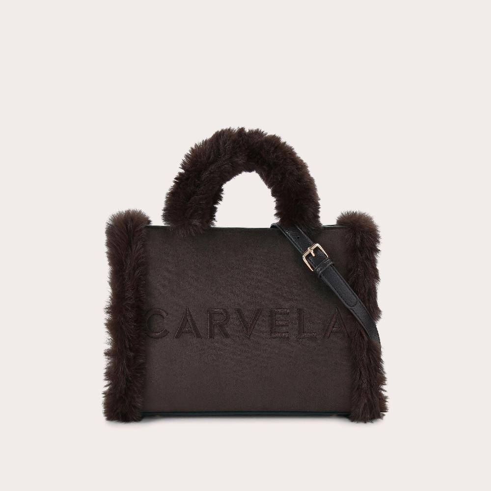 carvela FRAME MIDI FUR Dark Brown Tote Bag by CARVELA