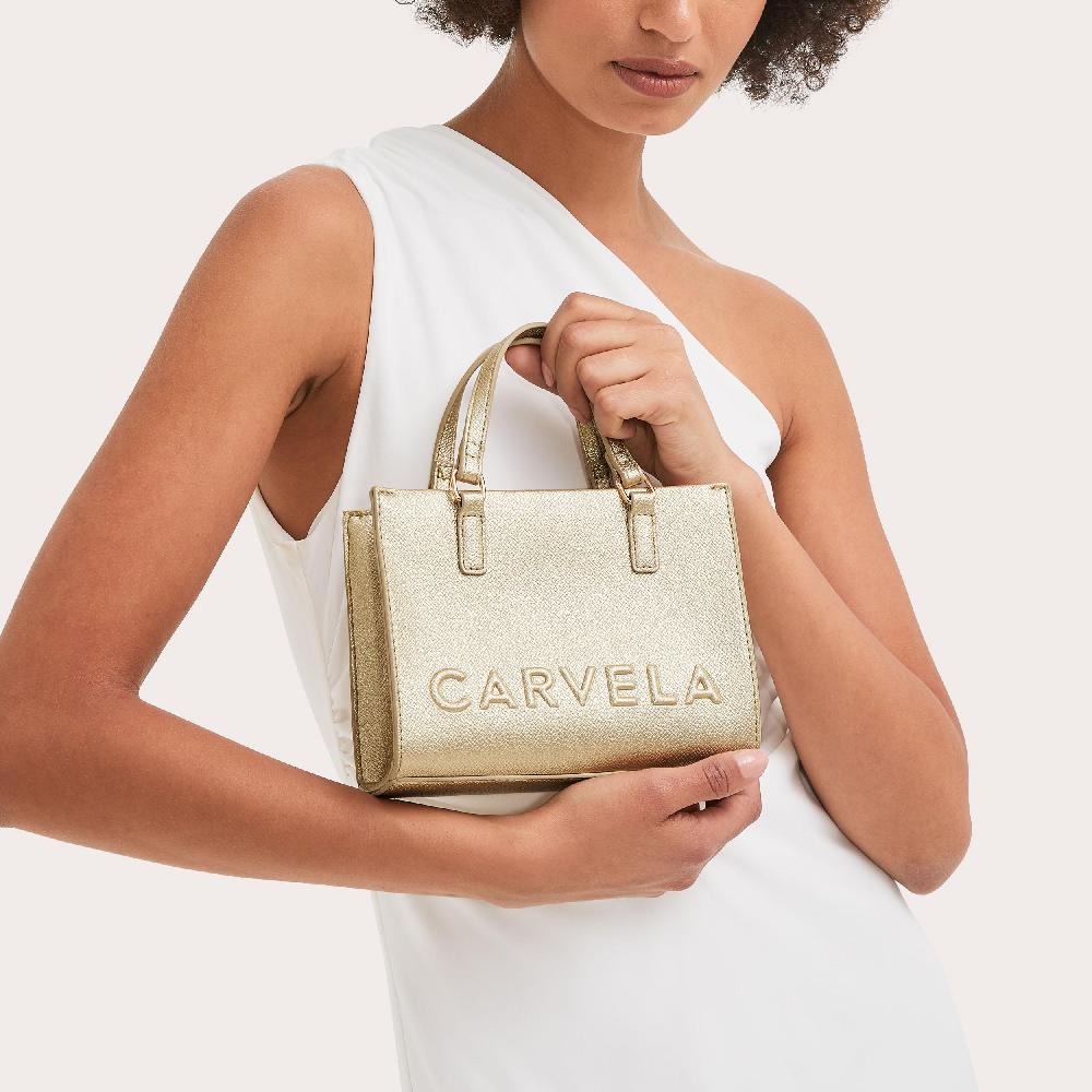 Carvela FRAME MINI TOTE Mini Gold Tote Bag By CARVELA