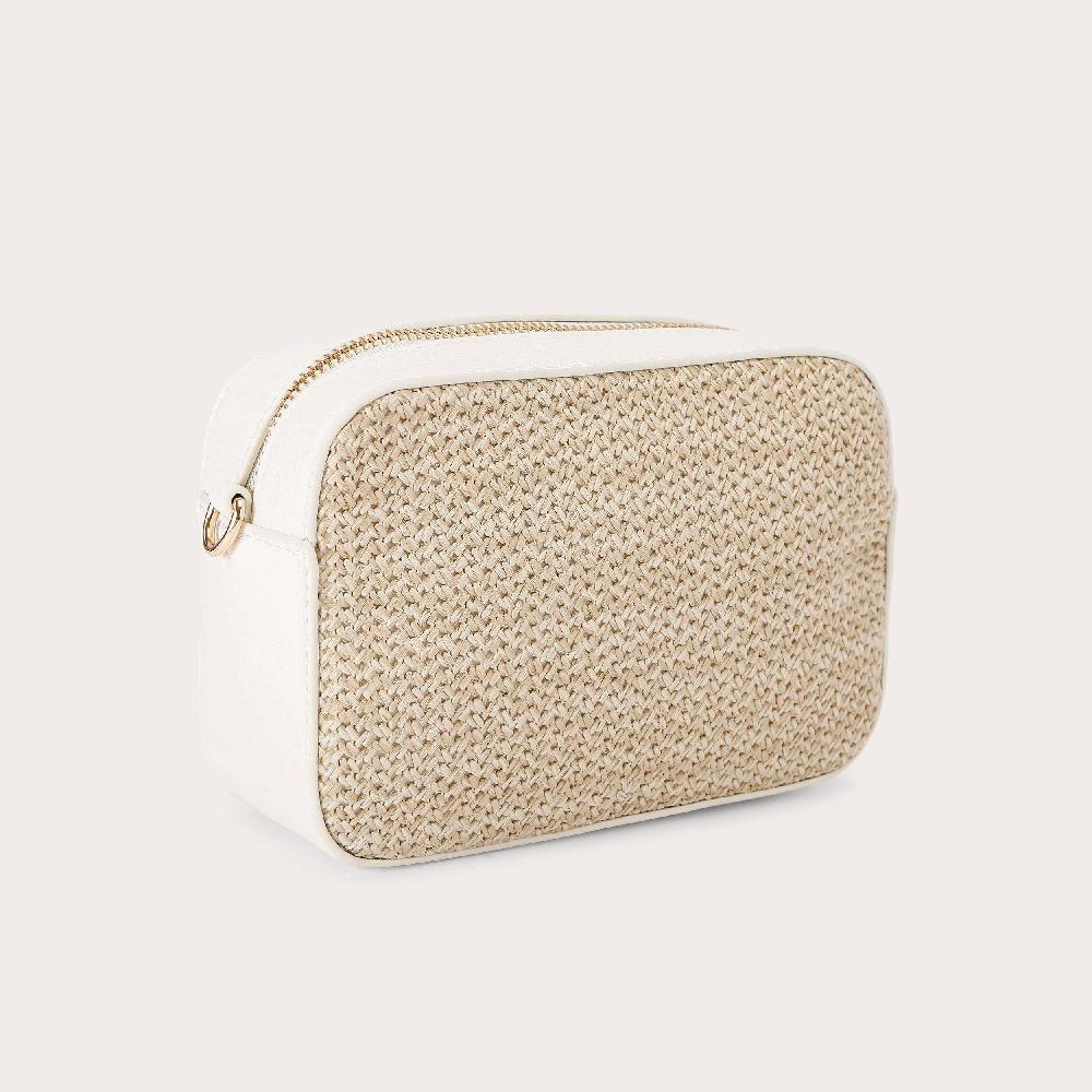 Carvela FRAME MINI X BODY Bone Woven Raffia Mini Cross Body Bag By CARVELA