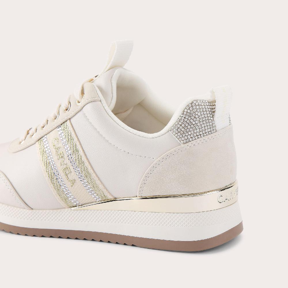 Carvela FRAME RUNNER Beige Crystal Gold Lace Up Trainer By CARVELA