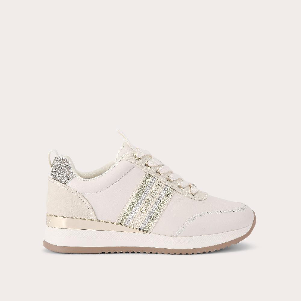 carvela FRAME RUNNER Beige Crystal Gold Lace Up Trainer by CARVELA