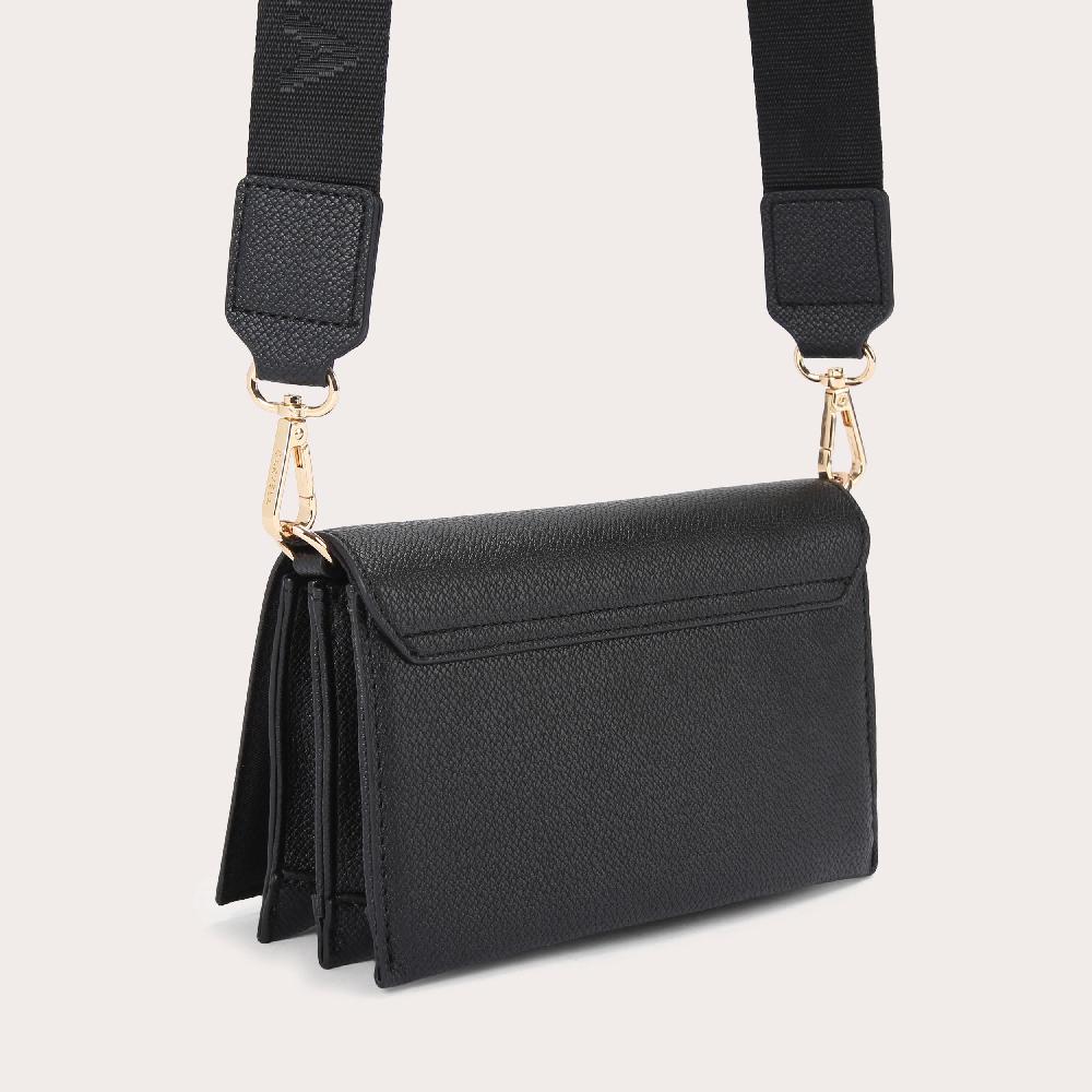 Carvela FRAME WALLET X BODY Black Textured Cross Body Wallet By CARVELA