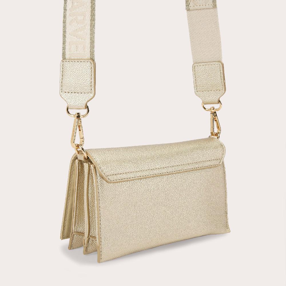 Carvela FRAME WALLET X BODY Gold Textured Wallet On Chain By CARVELA